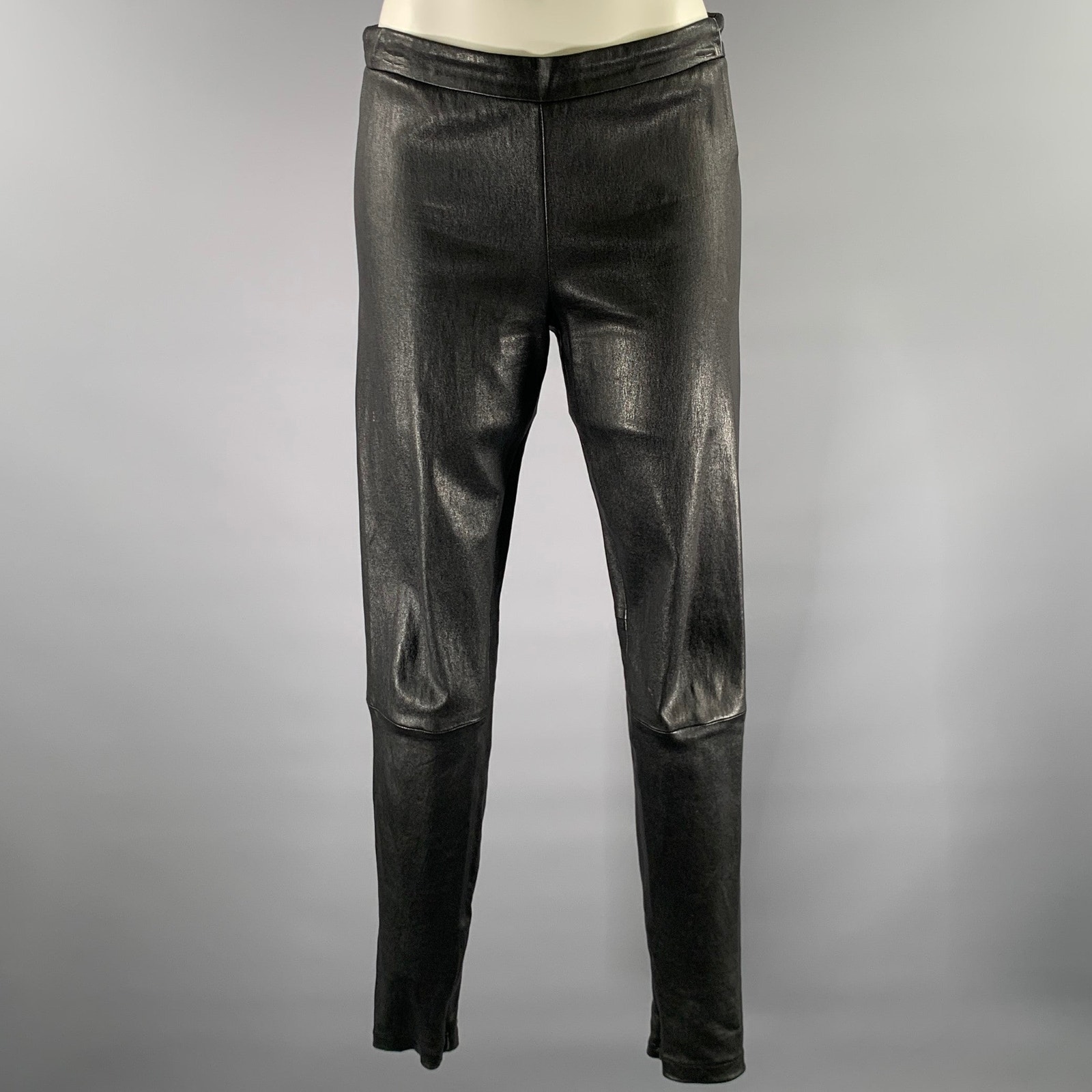 Vince Size M Black Leather Leggings